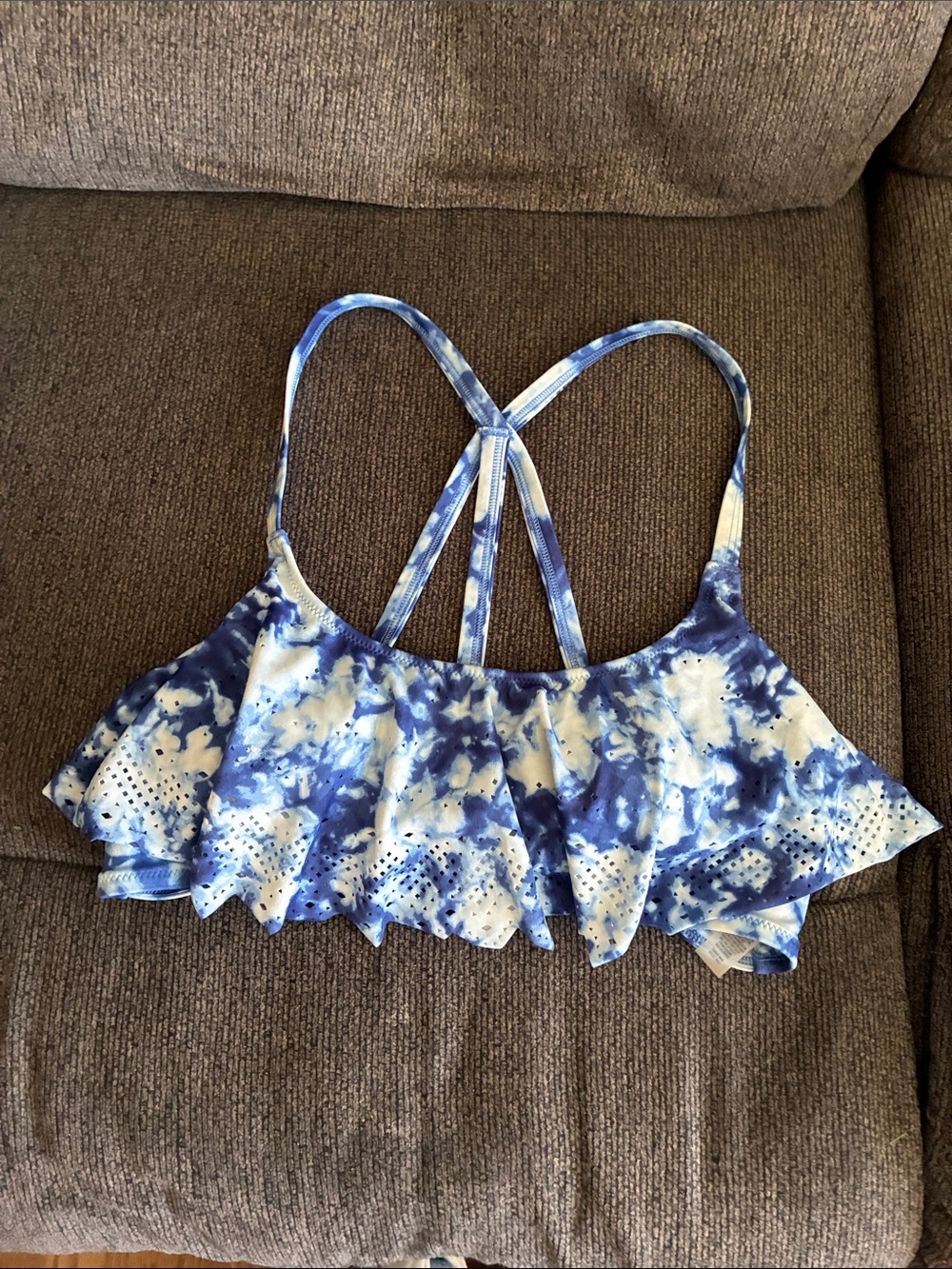 PINK Victoria's Secret Blue and White Tie-Dye Bikini Top - Picture 1 of 3